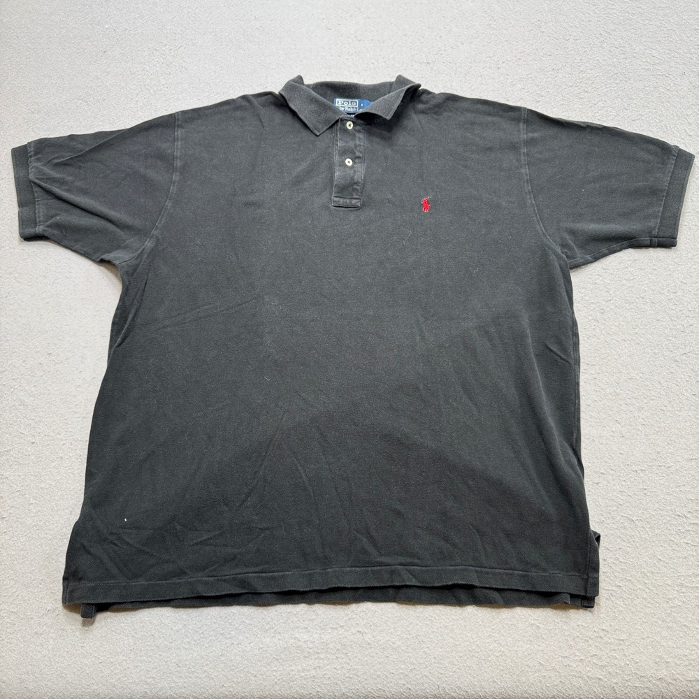 Polo Ralph Lauren Polo Shirt Men's 2XL Black Short Sleeve Pique Knit Athletic